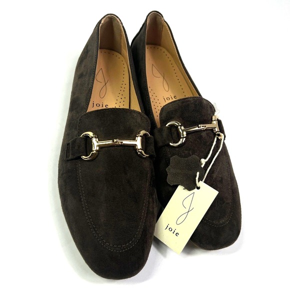 Joie Suede Loafer Mules Gold Hardware Slip On Comfort Shoes Size 7.5 Chic Casual - Picture 1 of 10